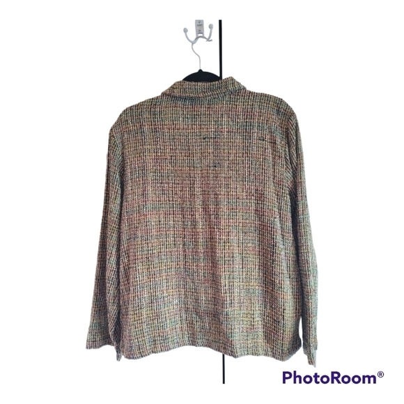 Chico's Vintage Silk tweed blazer jacket Size 1  (8 medium) buttoned w/ pockets - Picture 2 of 5